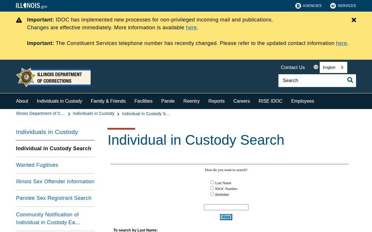 Douglas County VINELink inmate check Illinois custody resources